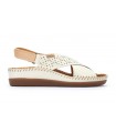 Sandalia con tiras cruzadas de color nata para mujer CADAQUES PIKOLINOS
