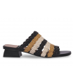Sandalia trenzada para mujer en hielo, camel y negro Angel Alarcón 25115