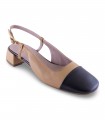 Zapato corte salón en camel y negro Pedro Miralles 17602